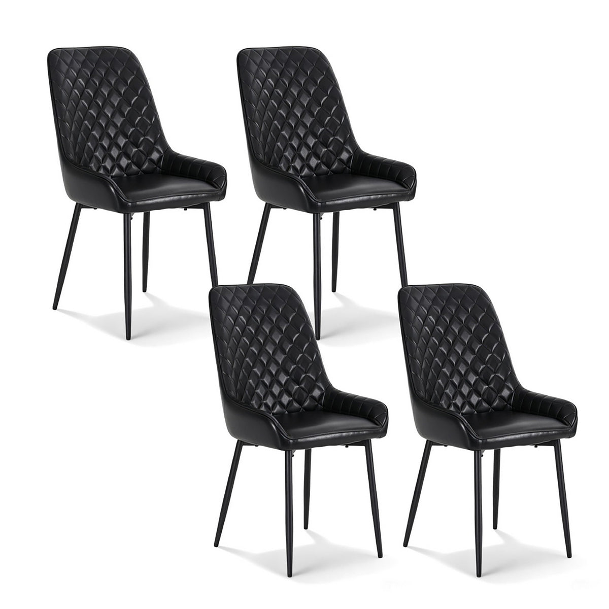 Artiss Set of 4 Dining Chairs Retro PU Leather Kitchen Lounge Cafe Accent Chair Black