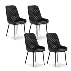 Artiss Set of 4 Dining Chairs Retro PU Leather Kitchen Lounge Cafe Accent Chair Black
