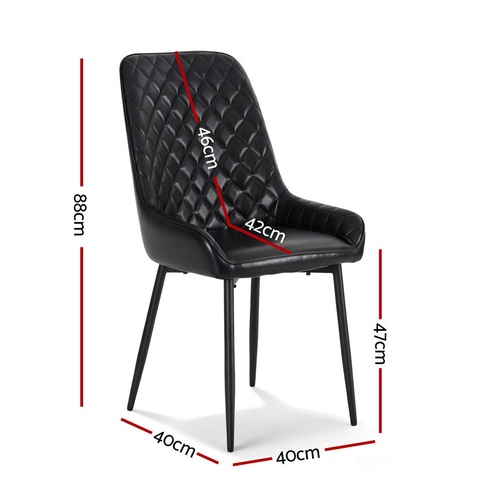 Artiss Set of 4 Dining Chairs Retro PU Leather Kitchen Lounge Cafe Accent Chair Black