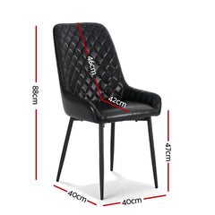 Artiss Set of 4 Dining Chairs Retro PU Leather Kitchen Lounge Cafe Accent Chair Black