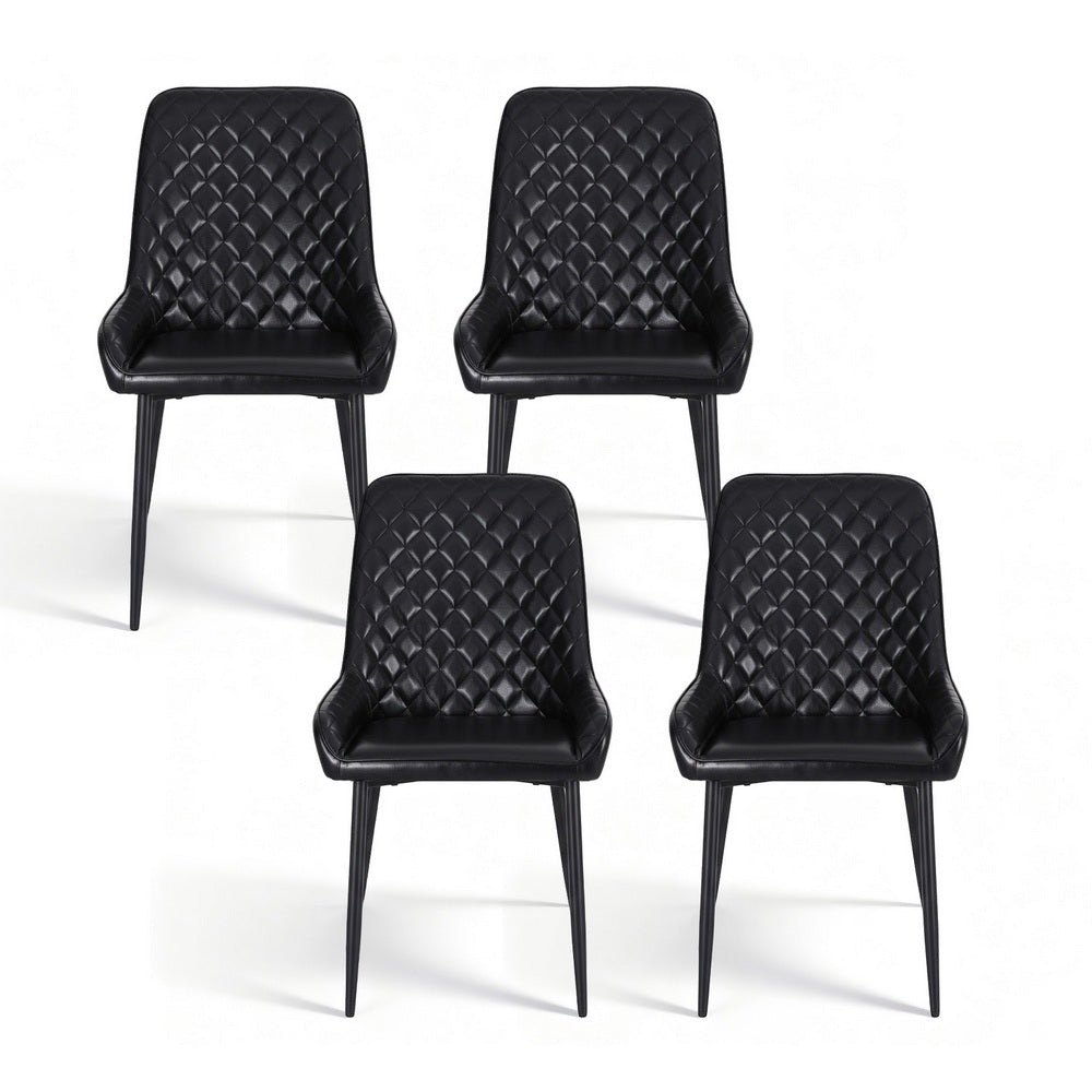 Artiss Set of 4 Dining Chairs Retro PU Leather Kitchen Lounge Cafe Accent Chair Black