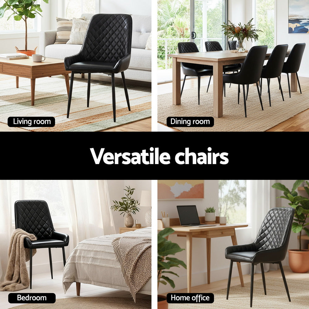 Artiss Set of 4 Dining Chairs Retro PU Leather Kitchen Lounge Cafe Accent Chair Black