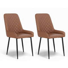 Artiss Set of 2 Dining Chairs Retro PU Leather Kitchen Lounge Cafe Accent Chair Brown