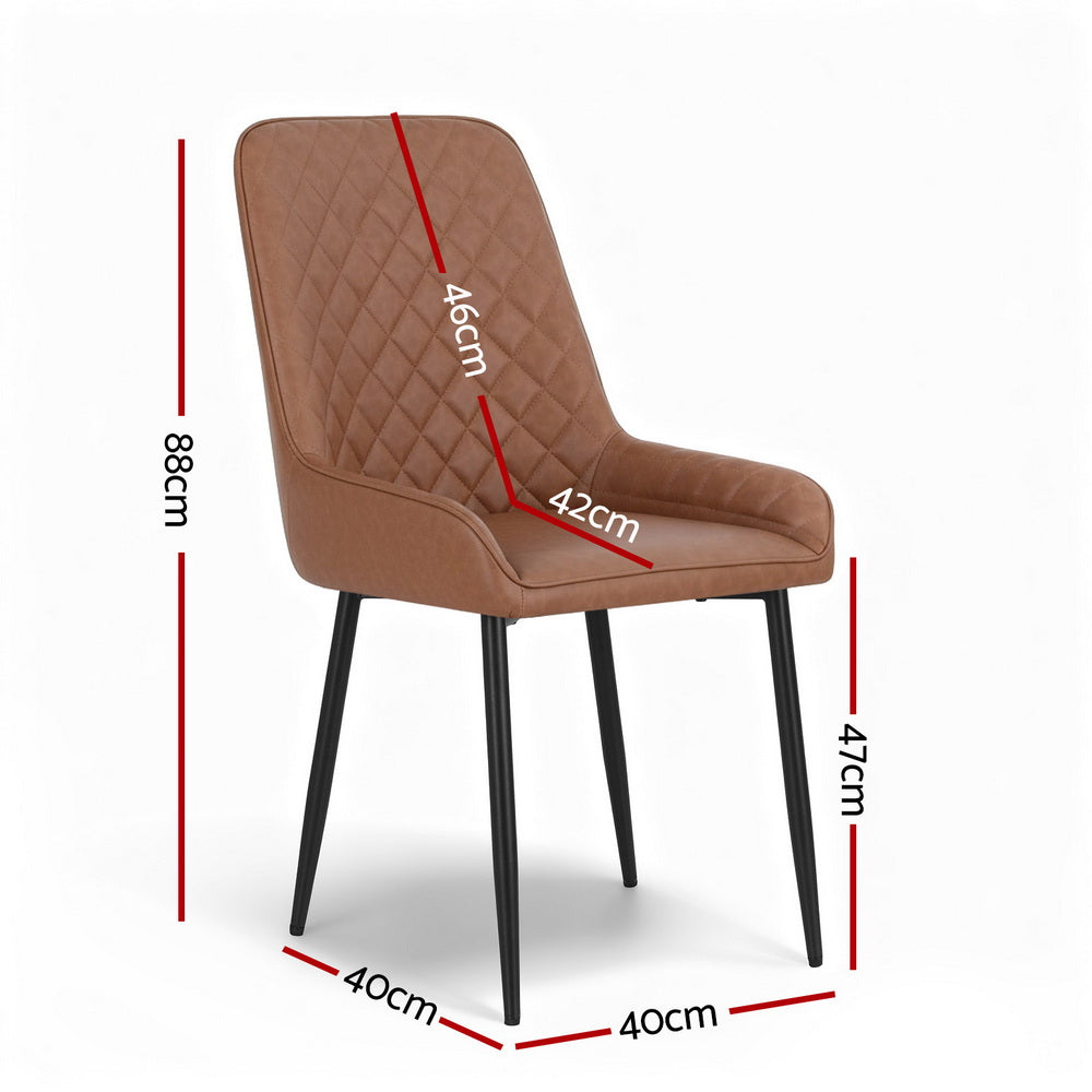 Artiss Set of 2 Dining Chairs Retro PU Leather Kitchen Lounge Cafe Accent Chair Brown