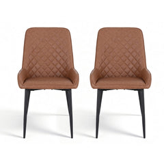 Artiss Set of 2 Dining Chairs Retro PU Leather Kitchen Lounge Cafe Accent Chair Brown