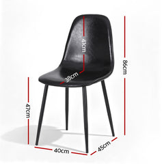 Artiss 2x Dining Chairs Retro PU Leather Kitchen Lounge Cafe Accent Chair Black