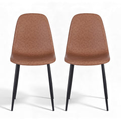 Artiss Set of 2 Dining Chairs Retro PU Leather Kitchen Lounge Cafe Accent Chair Brown