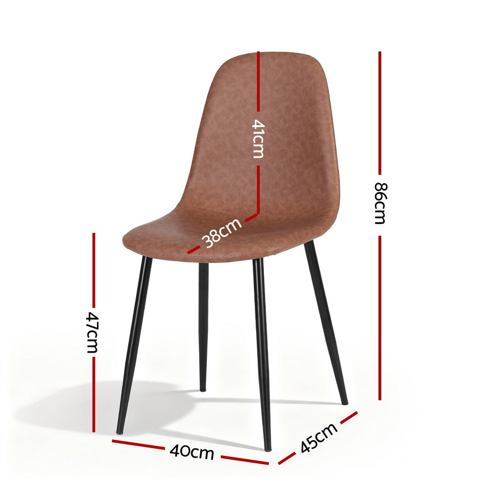 Artiss Set of 4 Dining Chairs Retro PU Leather Kitchen Lounge Cafe Accent Chair Brown
