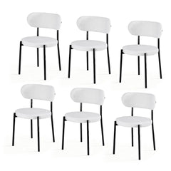 Artiss Dining Chairs Set of 6 Sherpa Boucle White