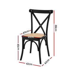 Artiss Set of 2 Dining Chairs Rattan Wooden Kitchen Accent Chair Cafe Lounge Rubber Wood