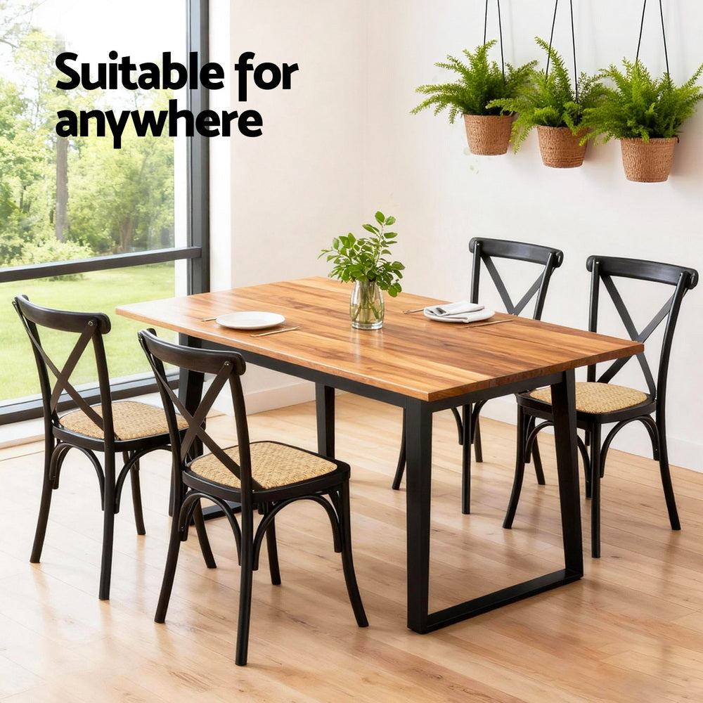 Artiss Set of 2 Dining Chairs Rattan Wooden Kitchen Accent Chair Cafe Lounge Rubber Wood