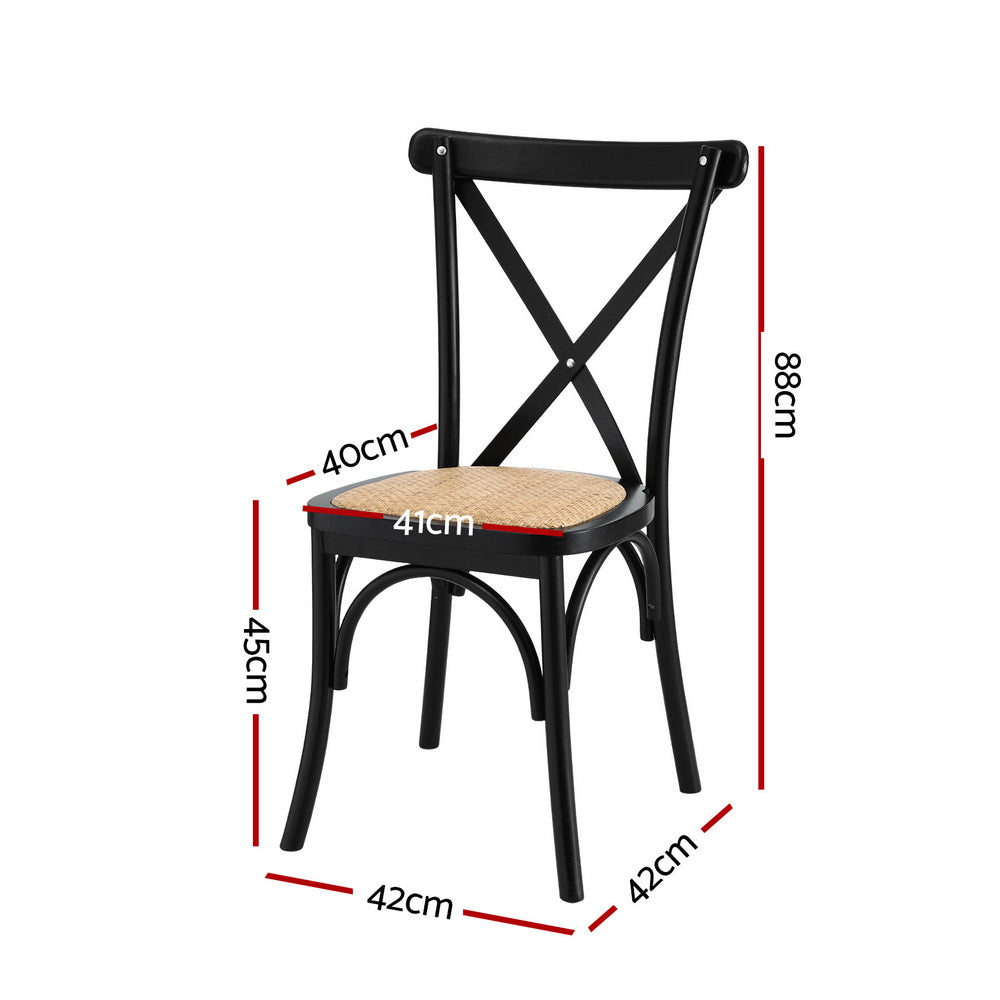 Artiss Set of 4 Dining Chairs Rattan Wooden Kitchen Accent Chair Cafe Lounge Rubber Wood