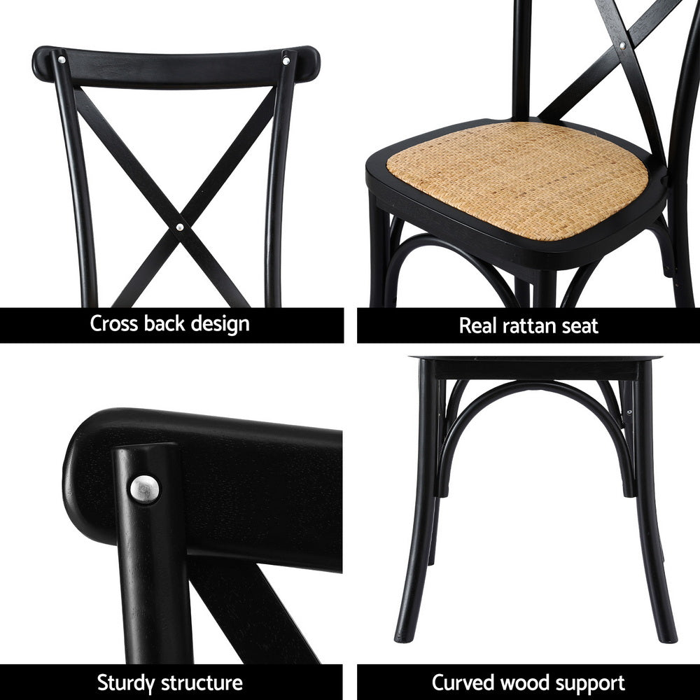 Artiss Set of 4 Dining Chairs Rattan Wooden Kitchen Accent Chair Cafe Lounge Rubber Wood