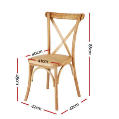 Artiss Set of 4 Dining Chairs Rattan Wooden Kitchen Accent Chair Cafe Lounge Rubber Wood