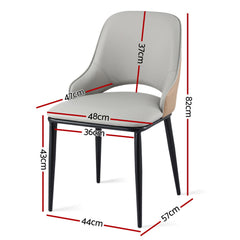 Artiss Set of 1 Dining Chair Hollow PU Leather Kitchen Lounge Cafe Accent Chairs Grey
