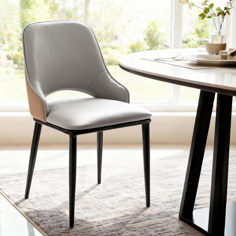 Artiss Set of 1 Dining Chair Hollow PU Leather Kitchen Lounge Cafe Accent Chairs Grey