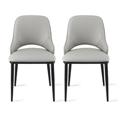 Artiss Set of 2 Dining Chairs Hollow PU Leather Kitchen Lounge Cafe Accent Chair Grey