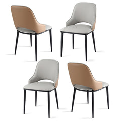 Artiss Set of 4 Dining Chairs Hollow PU Leather Kitchen Lounge Cafe Accent Chair Grey