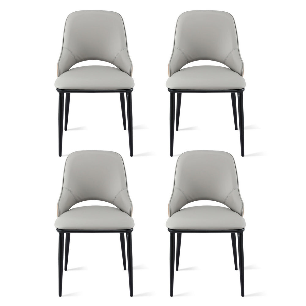 Artiss Set of 4 Dining Chairs Hollow PU Leather Kitchen Lounge Cafe Accent Chair Grey