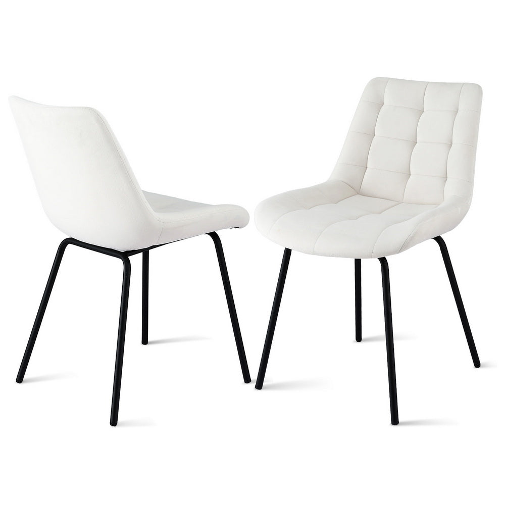 Artiss Set of 2 Dining Chairs Velvet Tufted Kitchen Lounge Cafe Accent Chair Beige