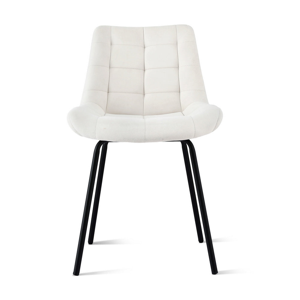 Artiss Set of 2 Dining Chairs Velvet Tufted Kitchen Lounge Cafe Accent Chair Beige