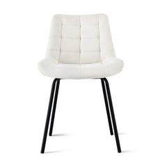 Artiss Set of 2 Dining Chairs Velvet Tufted Kitchen Lounge Cafe Accent Chair Beige