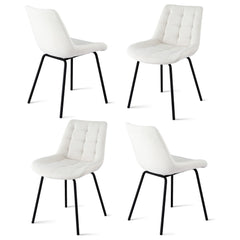 Artiss Set of 4 Dining Chairs Velvet Tufted Kitchen Lounge Cafe Accent Chair Beige