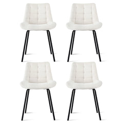 Artiss Set of 4 Dining Chairs Velvet Tufted Kitchen Lounge Cafe Accent Chair Beige