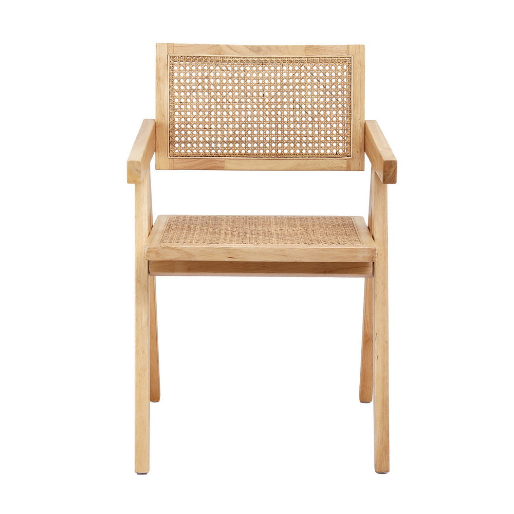 Artiss Set of 1 Dining Chair Wooden Rattan Seat Rubber Wood Frame