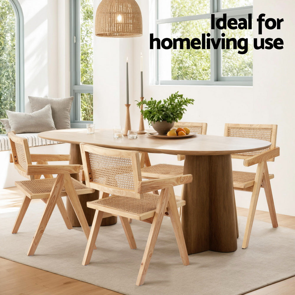 Artiss Set of 1 Dining Chair Wooden Rattan Seat Rubber Wood Frame