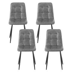 Artiss Set of 4 Dining Chairs Retro PU Leather Kitchen Lounge Cafe Accent Chair Grey