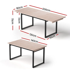 Artiss 2M Extendable Dining Table Kitchen Cafe Lounge Restaurant Tables Natural