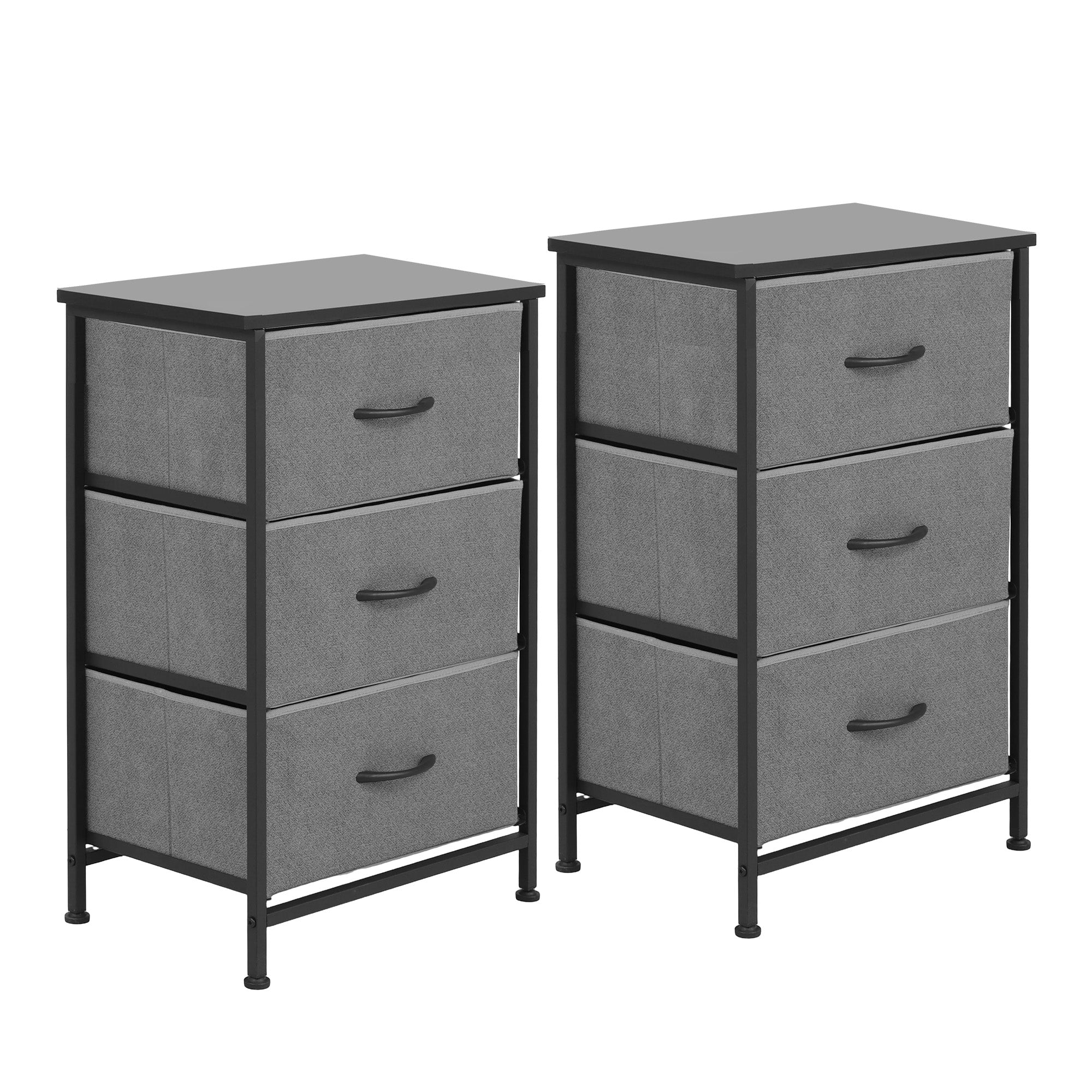 Artiss Set of 2 Chest of 3 Drawers Storage Dresser Tallboy Grey