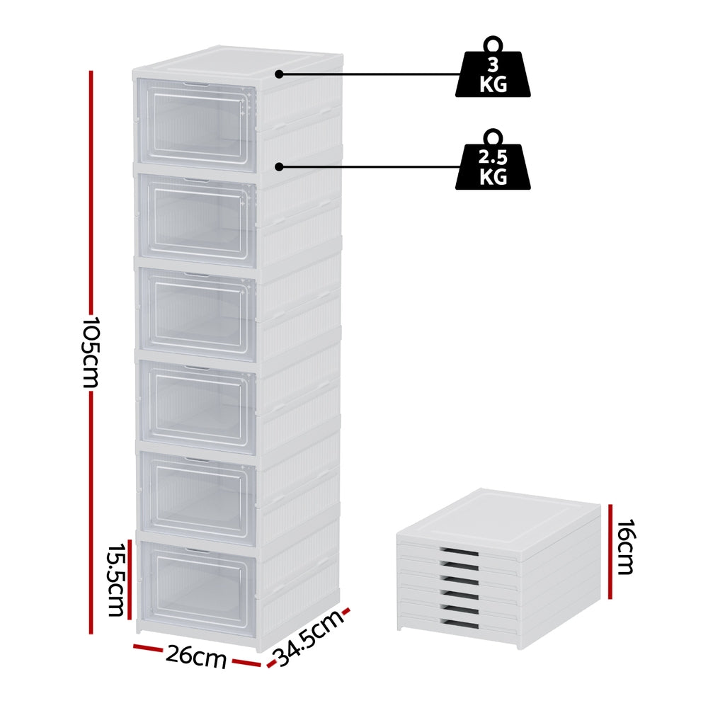 Artiss Foldable Shoe Rack Organizer 6 Tier Storage Shelf Hallway - Free Delivery
