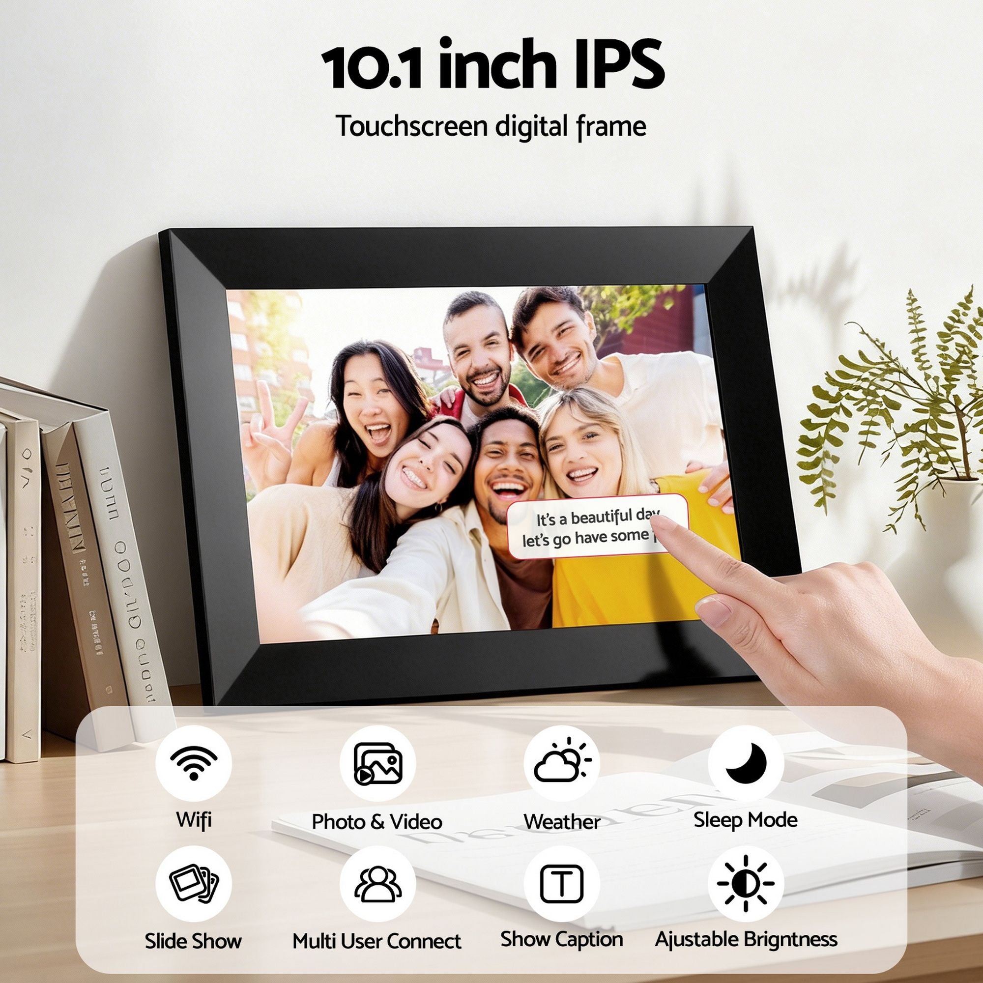 Artiss Digital Photo Frame 10.1 Inch WIFI Touch-Screen Picture Video Player 32G
