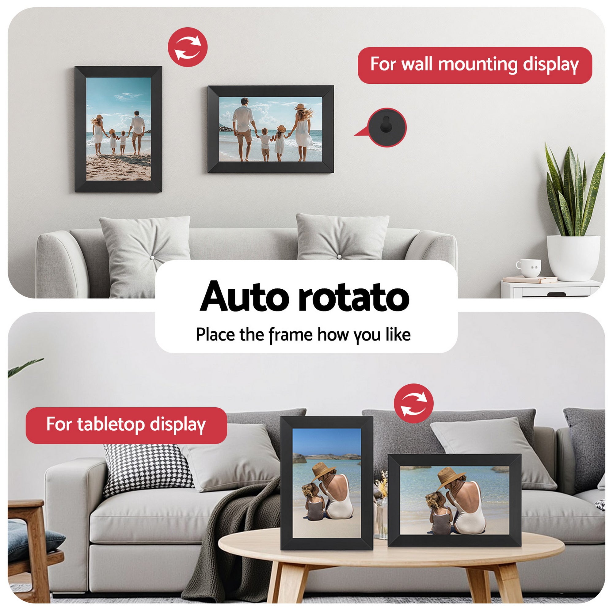 Artiss Digital Photo Frame 10.1 Inch WIFI Touch-Screen Picture Video Player 32G