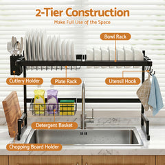 Cefito Dish Drying Rack for Kitchen Storage Organisation Kitchen Sink Organiser Dish Drainer