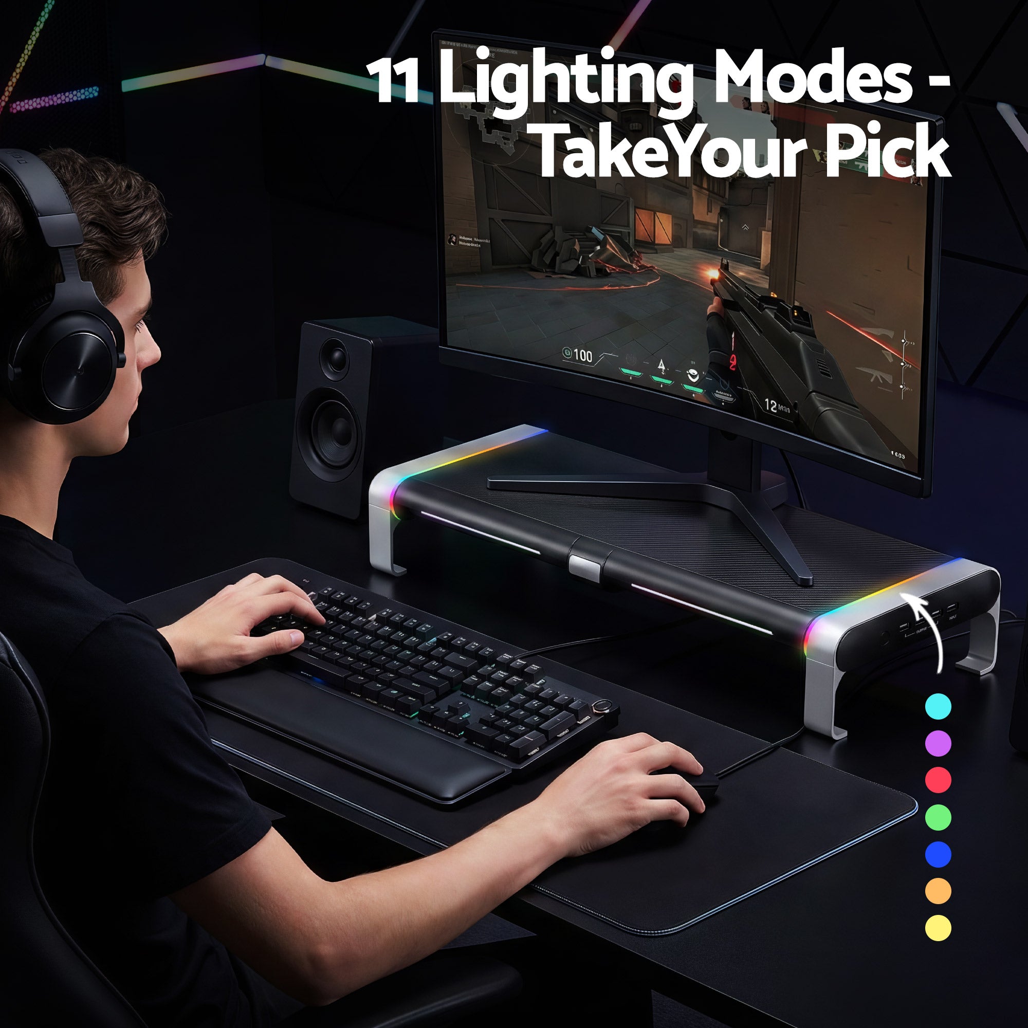 Artiss RGB Monitor Stand USB Hub Desk Free Delivery