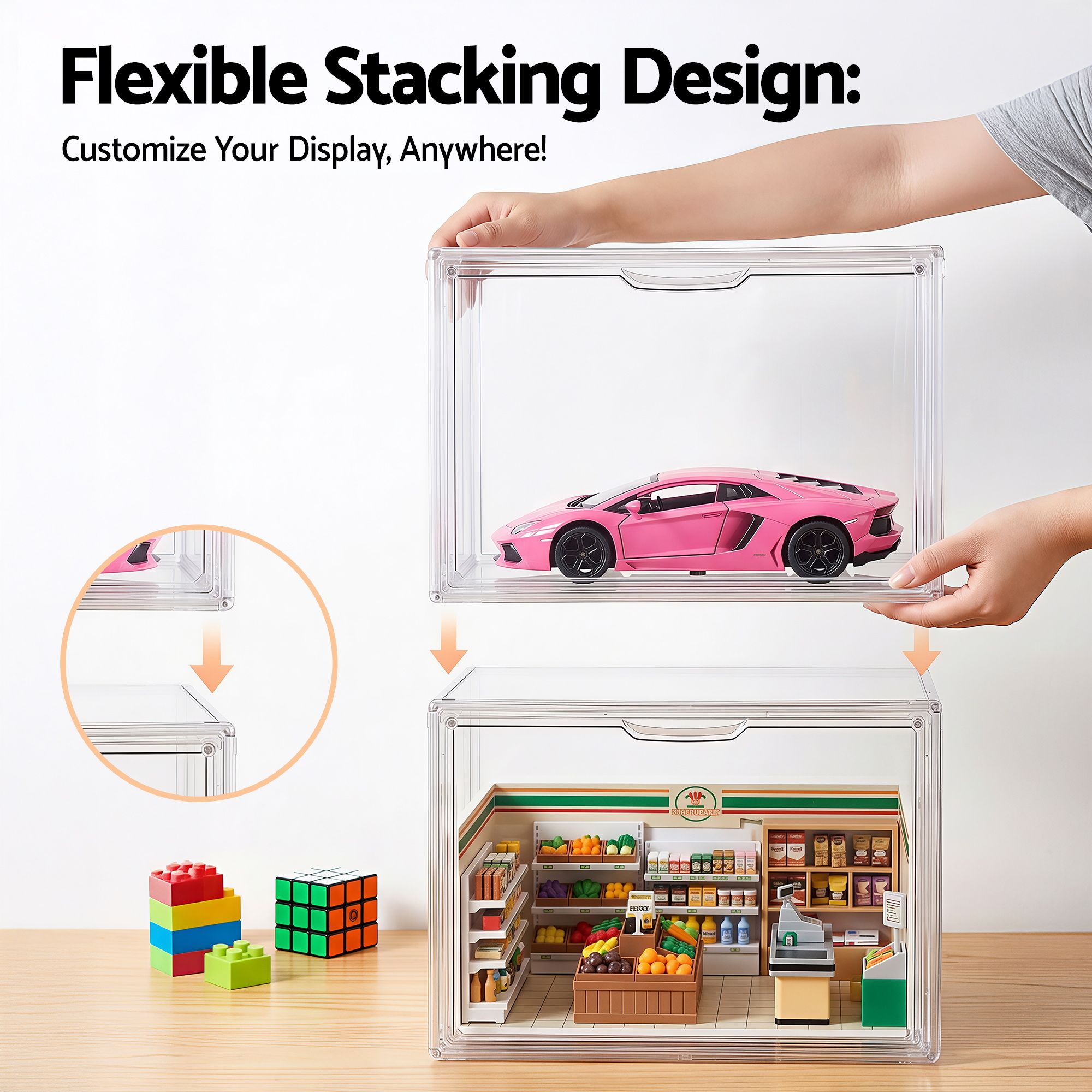 Artiss Clear Acrylic Display Case Box 2 Pack For Toys 54cm