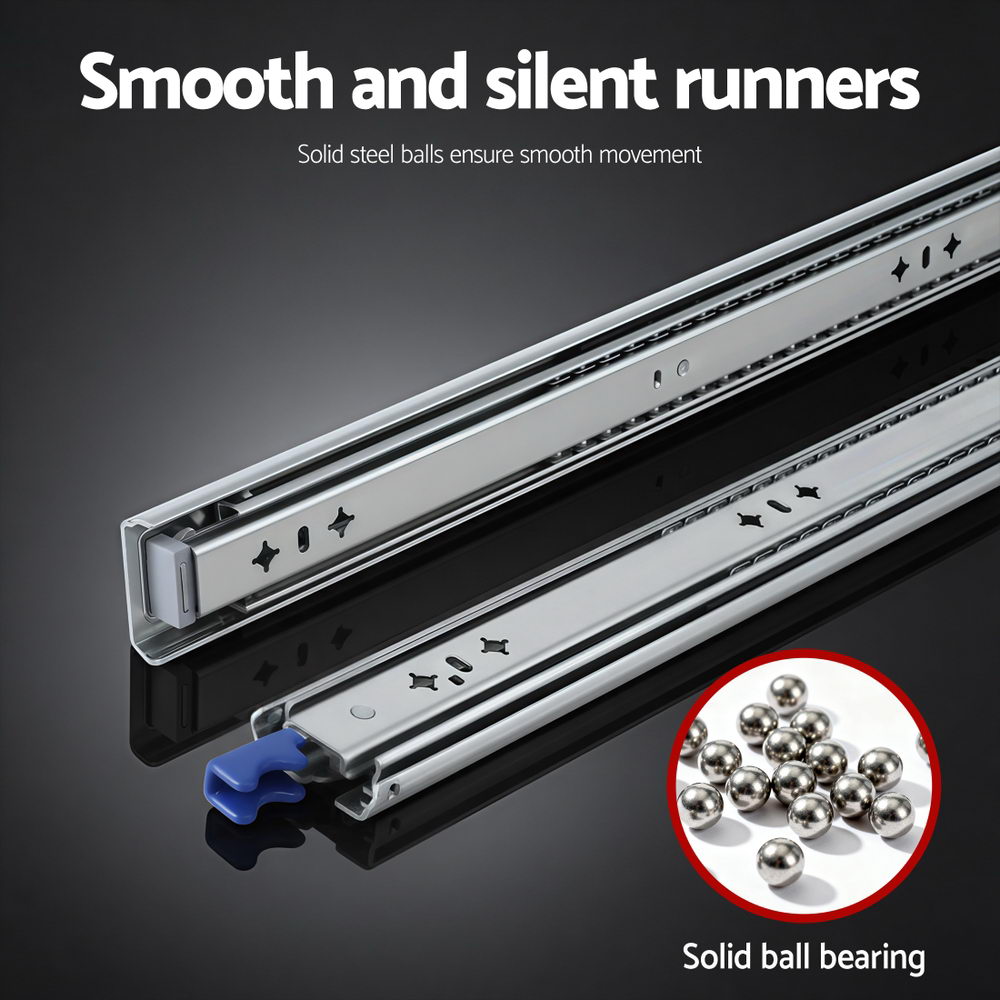 Giantz 2x Drawer Slides Heavy Duty Full Extension Locking 450-900mm Length