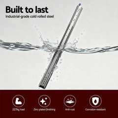 Giantz 2x Drawer Slides Full Extension Locking 227kg 1524-3048mm Length