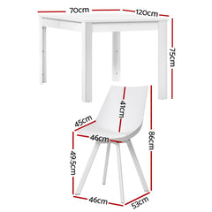 1 Artiss Dining Table and 4 Chairs Set Rectangle White