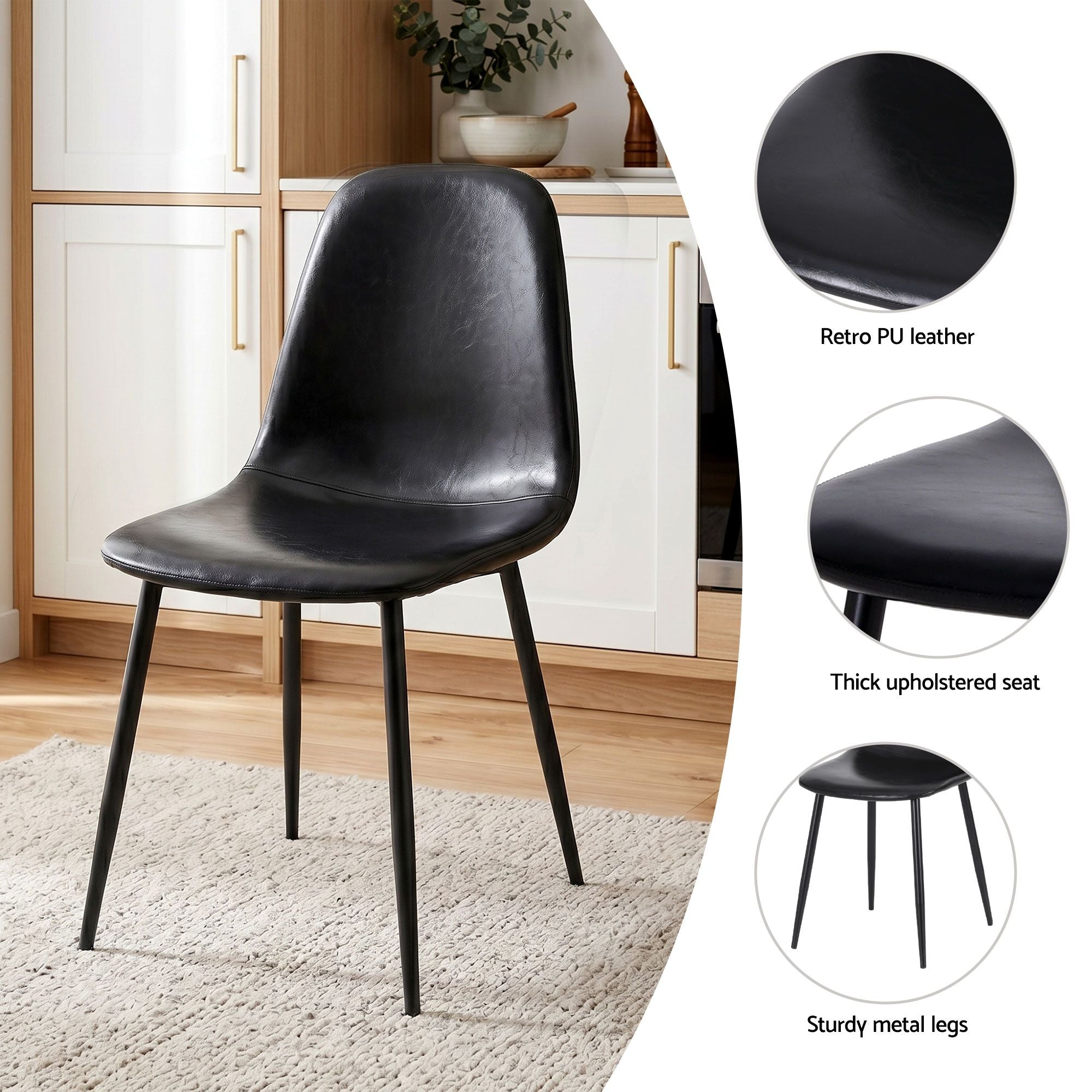 Artiss Dining Table and Chairs Set 5pcs Foldable with 2 Drawers Black and White