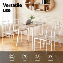Artiss Dining Table and Chairs Set 5pcs with Extendable 60-120cm Drop-Leaf Table