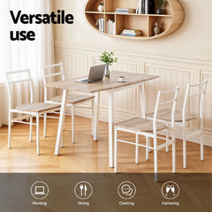 Artiss Dining Table and Chairs Set 5 Piece Foldable Kitchen Furniture Natural White