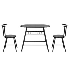 Artiss Dining Table Set 3 Piece Bistro Kitchen Storage Wine Rack Black Marble Style