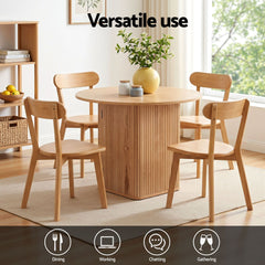 1 Artiss Dining Table and 4 Chairs Set Natural Timber