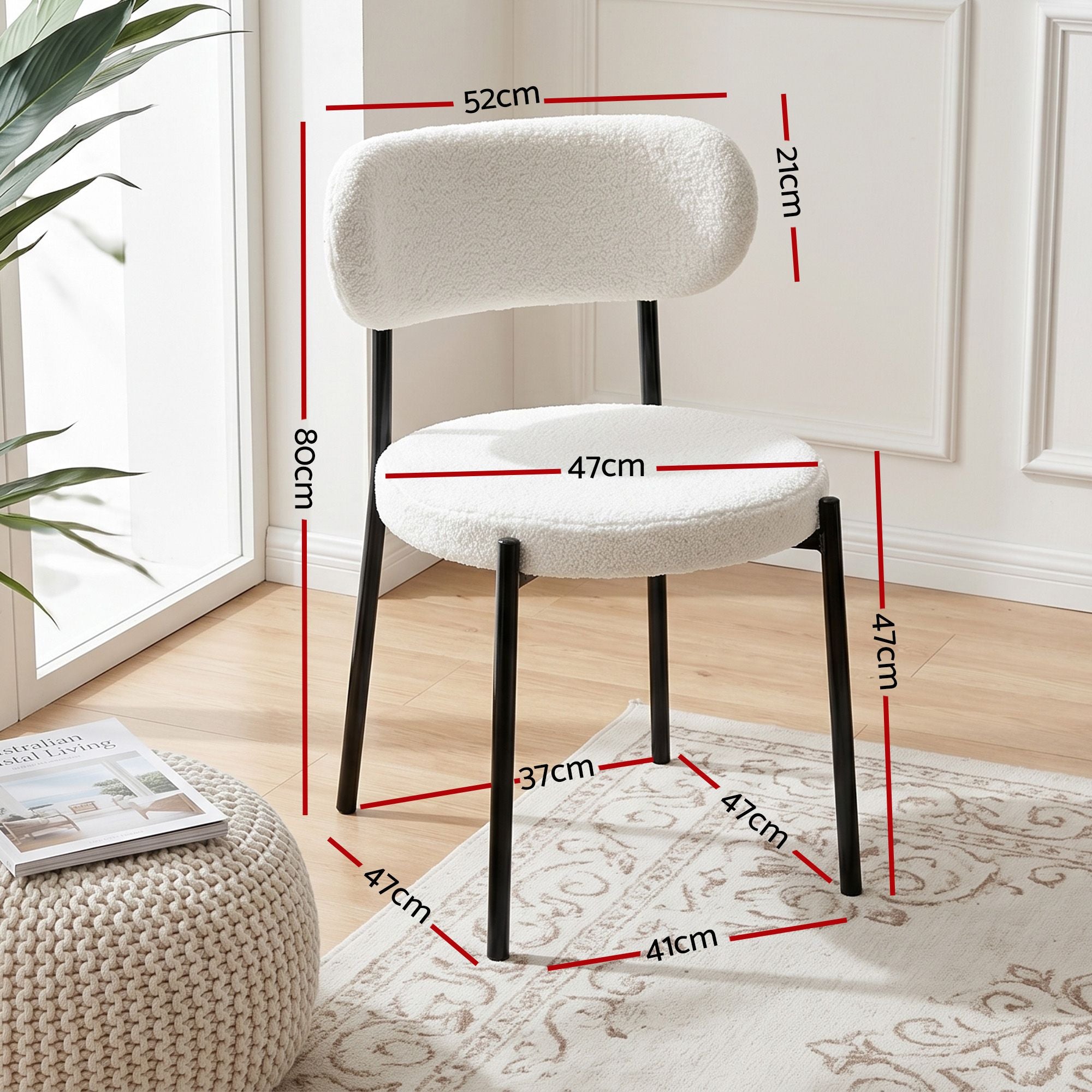 Artiss 200cm Extendable Dining Table Set with 4x Dining Chairs Sherpa White