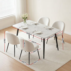 1 Artiss Dining Table and 4 Chairs Set White Marble Style