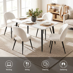 Artiss Dining Table and Chairs Set 5pcs Kitchen Furniture Marble White